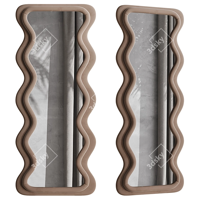 Wavy Mirror Set Milk Velvet 3D model image 4