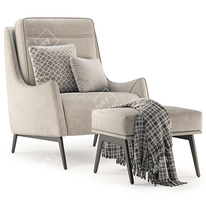 Contemporary PIANA Armchair: Stylish Comfort 3D model image 2