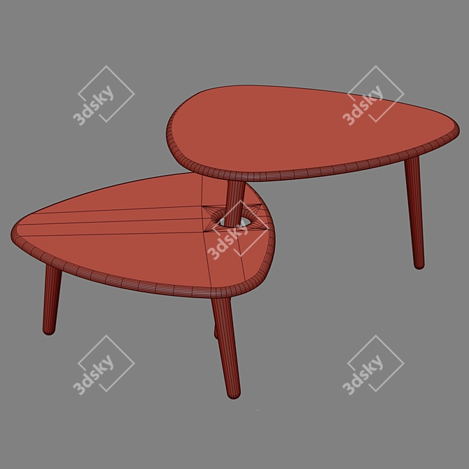 Curtis Grey Coffee Table Set 3D model image 3