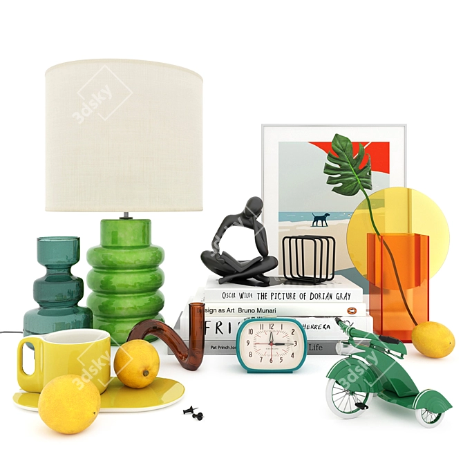 Vintage Charm Interior Decor Set 3D model image 5