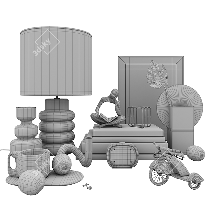 Vintage Charm Interior Decor Set 3D model image 9