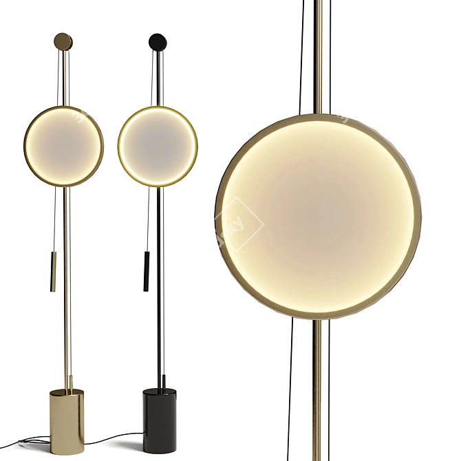 Gold Panel Standing Floor Light 3D model image 1