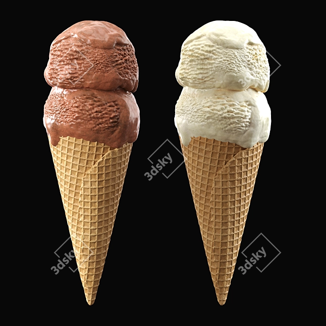 Two-Tone Ice Cream Cone 3D model image 1