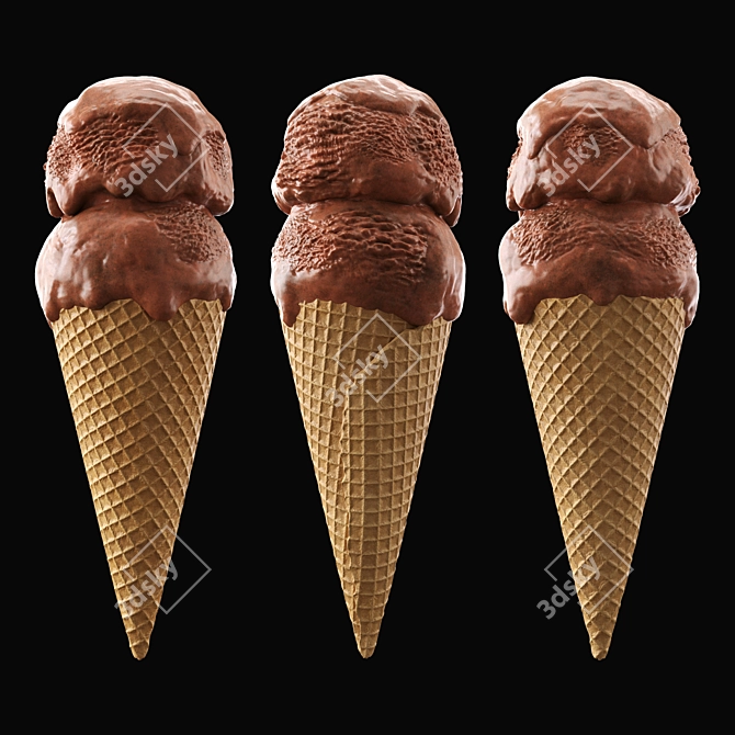 Two-Tone Ice Cream Cone 3D model image 3