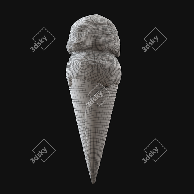 Two-Tone Ice Cream Cone 3D model image 12