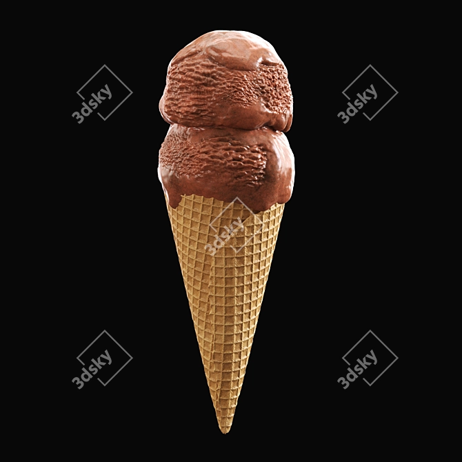 Two-Tone Ice Cream Cone 3D model image 13