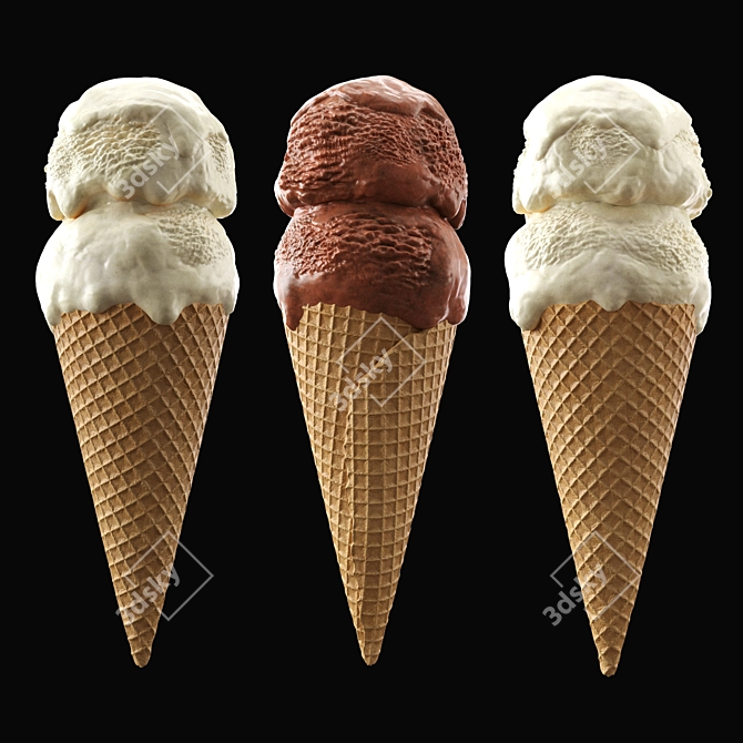 Two-Tone Ice Cream Cone 3D model image 18