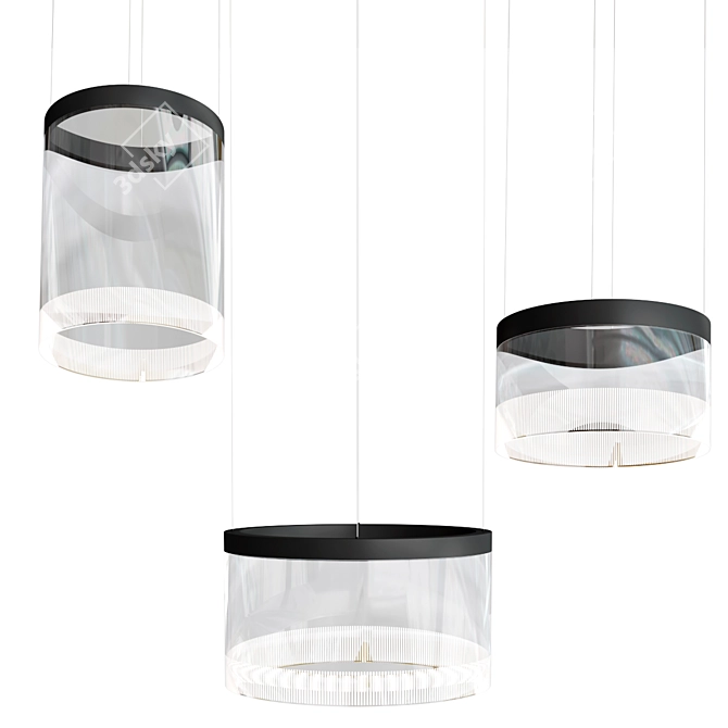 Sleek LED Glass Pendant Lamp 3D model image 1