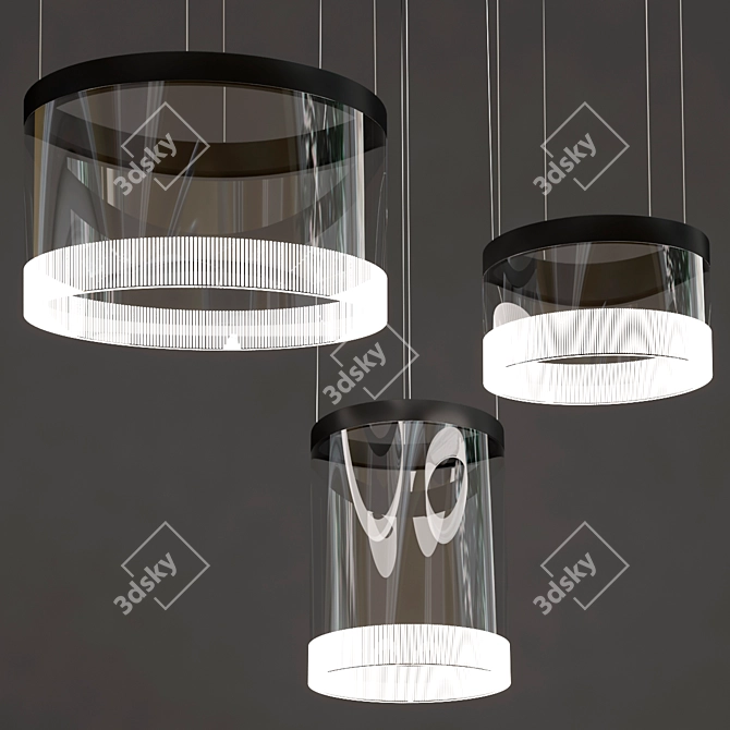 Sleek LED Glass Pendant Lamp 3D model image 2