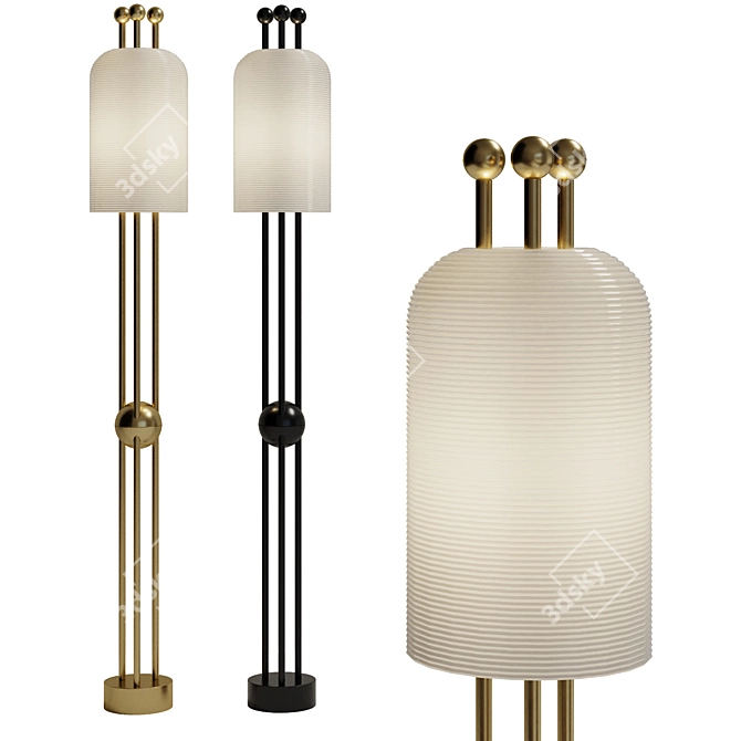 Modern Lantern Floor Light Fixture 3D model image 1