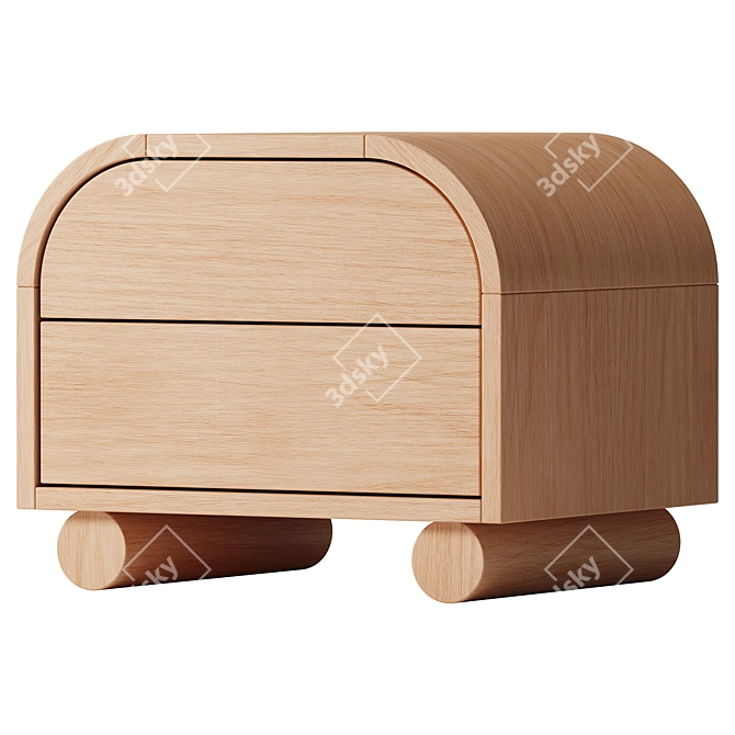 Sleek Oak Bedside Table 3D model image 1