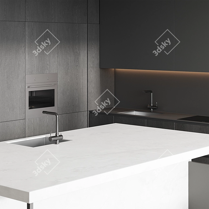 Modern Island Kitchen with High-Resolution Textures 3D model image 2