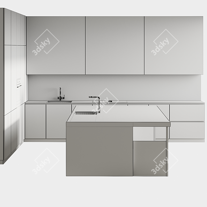 Modern Island Kitchen with High-Resolution Textures 3D model image 5