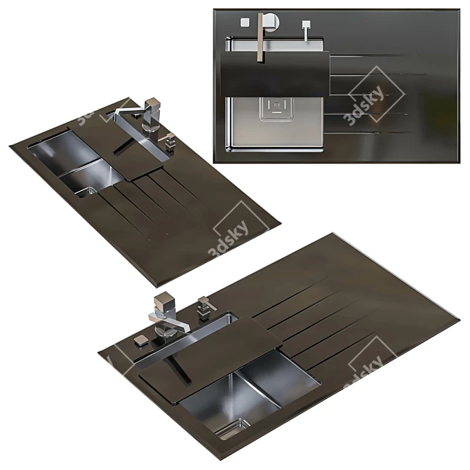 Alveus Triple Sink Faucet Set 3D model image 6