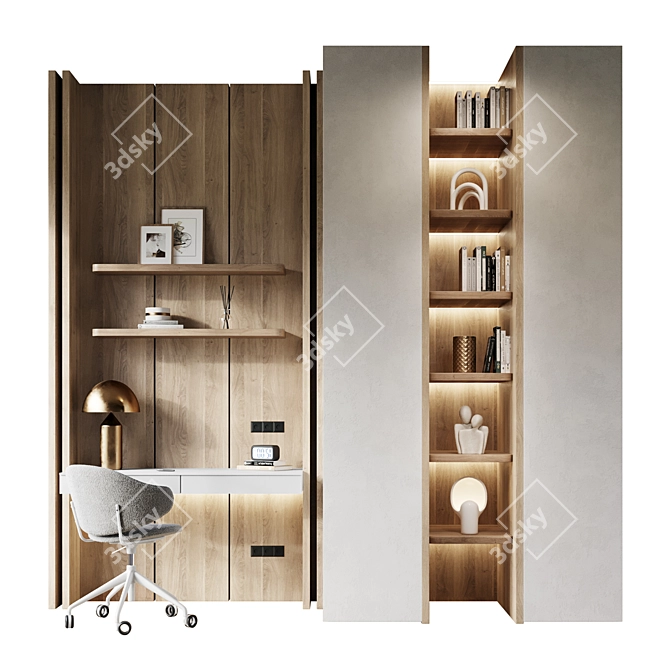 Modern Home Office Furniture Setup 3D model image 5