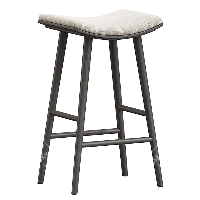 Modern Industrial Rustic Saddle Stool 3D model image 4