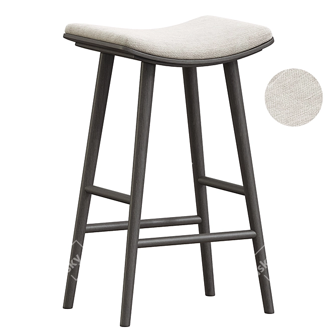 Modern Industrial Rustic Saddle Stool 3D model image 2