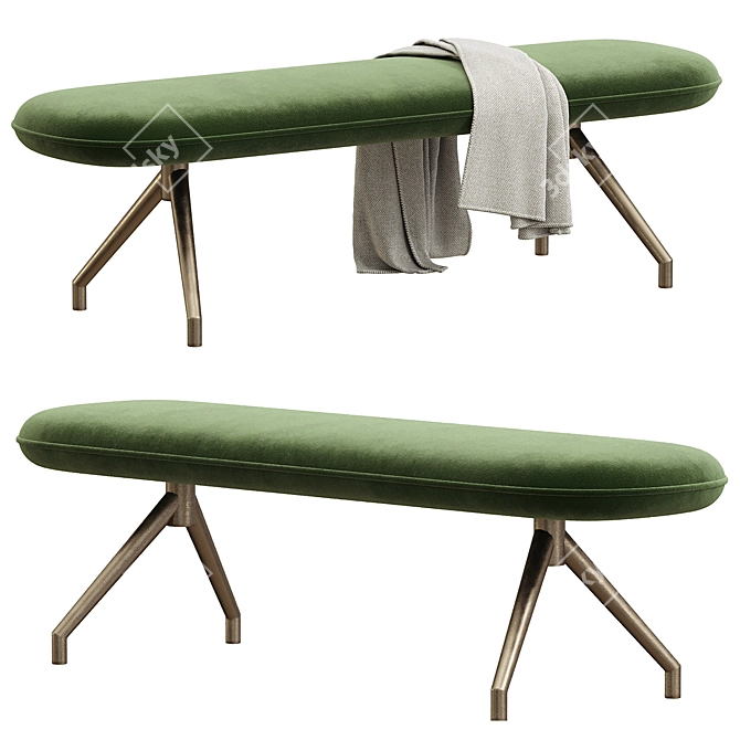 Elegant Velvet Elowen Bench 3D model image 1