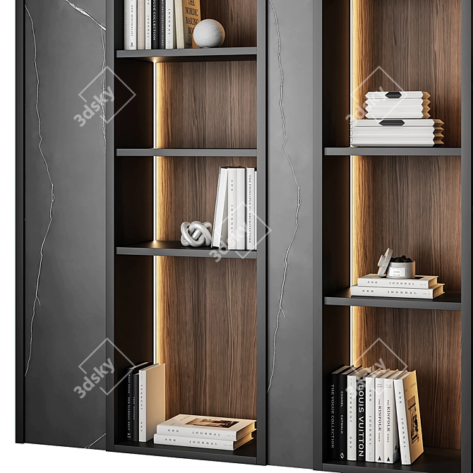 Modern Geometric Bookshelf Furniture 3D model image 2