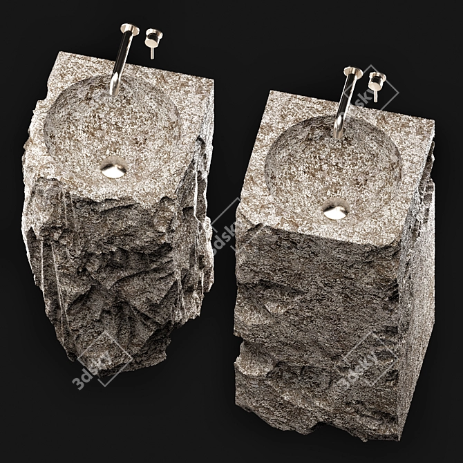 Title: Stone Wash Basin Set 3D model image 2