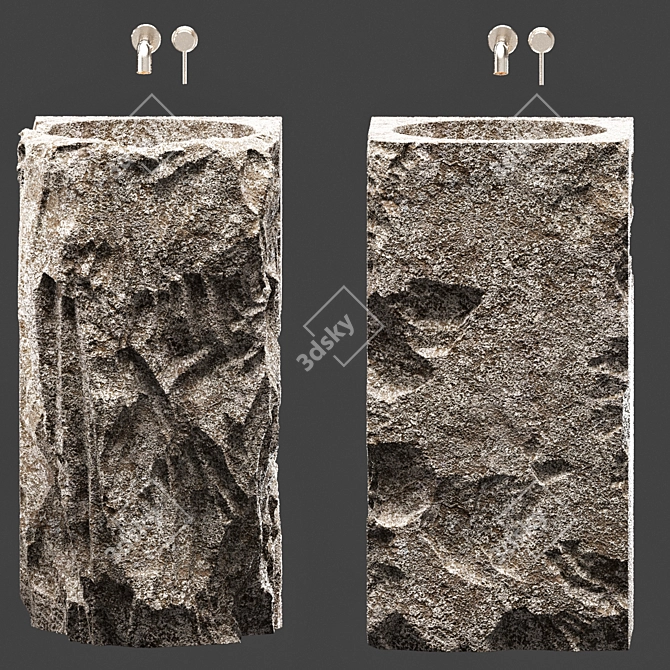 Title: Stone Wash Basin Set 3D model image 3