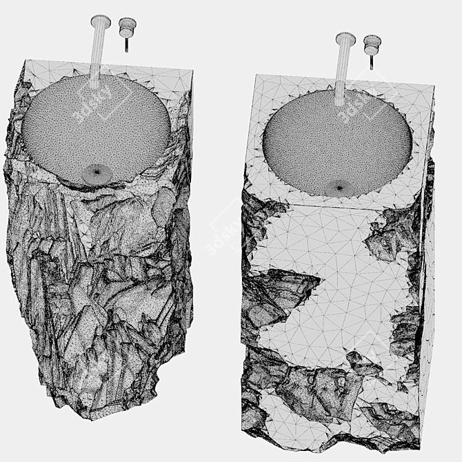 Title: Stone Wash Basin Set 3D model image 4