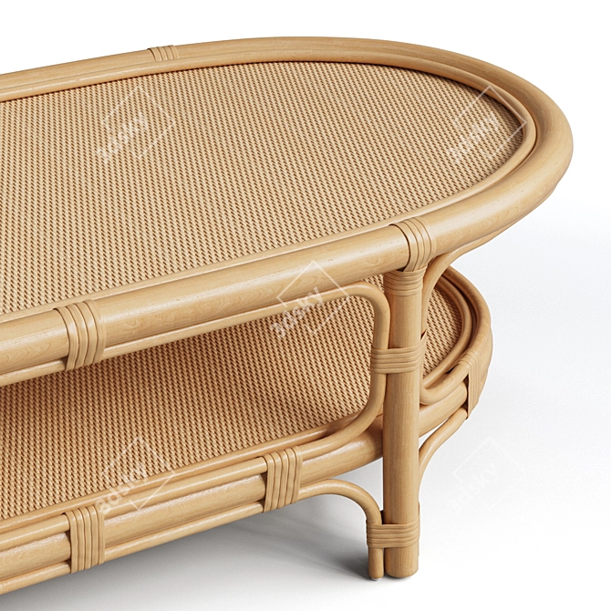 Vintage Rattan Coffee Table 3D model image 2