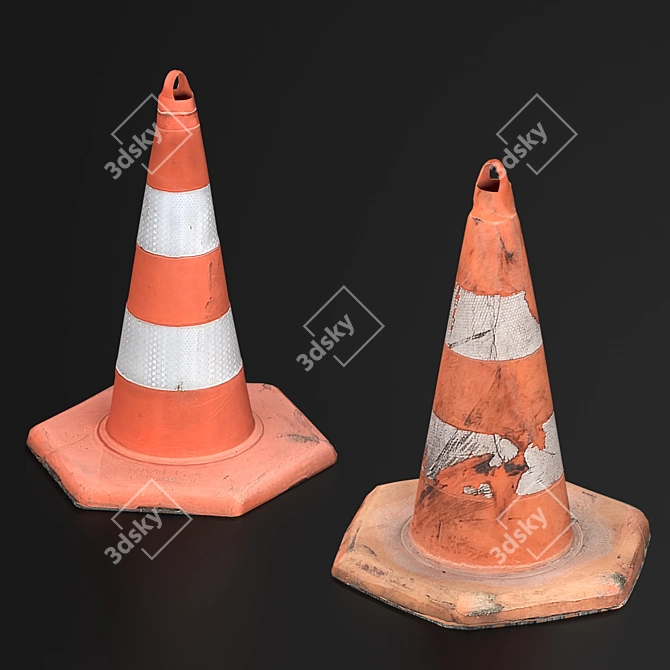 Parking Posts & Cones Set 3D model image 2