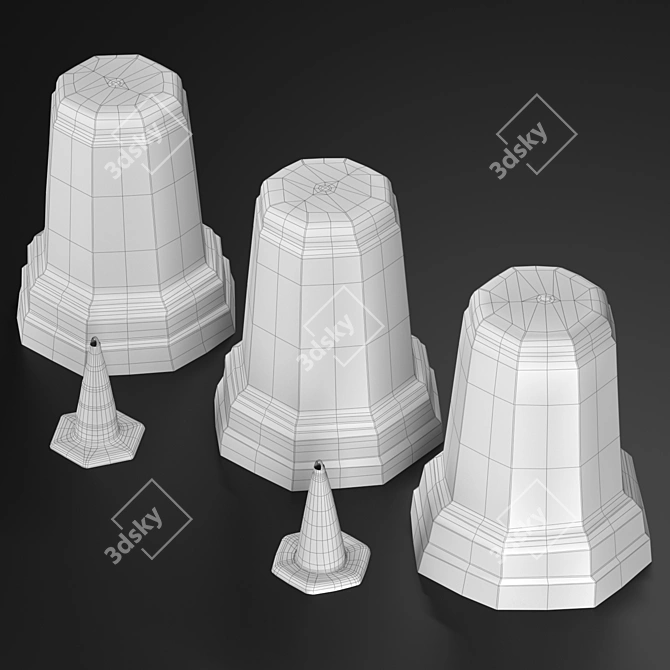 Parking Posts & Cones Set 3D model image 3