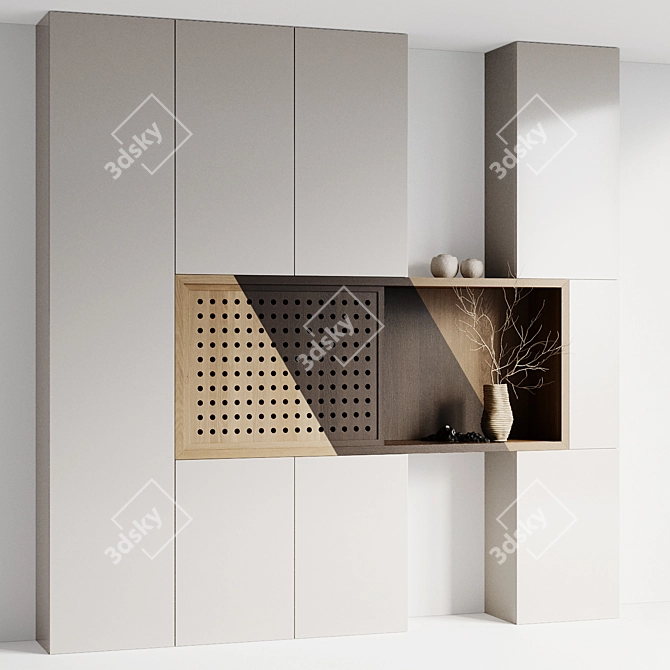 Modern Shelving Unit with Decor Pieces 3D model image 3