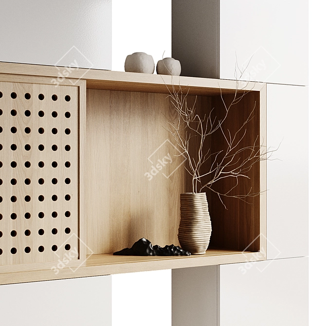 Modern Shelving Unit with Decor Pieces 3D model image 4