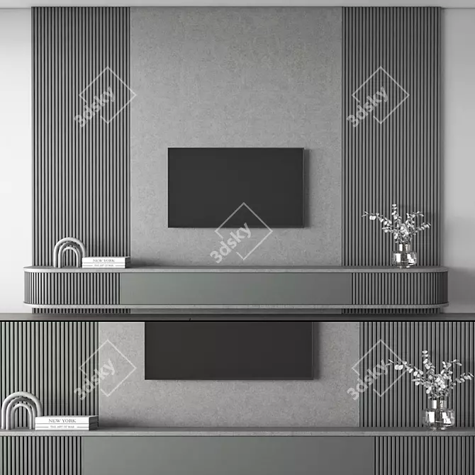 Modern TV Wall 3D Model 3D model image 2