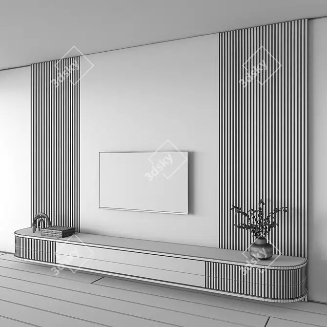 Modern TV Wall 3D Model 3D model image 5