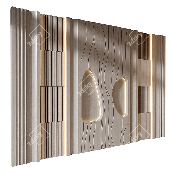 Modern Wood Fabric Wall Panels 3D model image 1