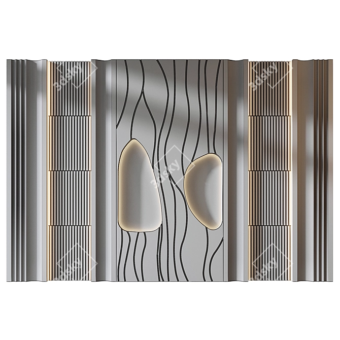 Modern Wood Fabric Wall Panels 3D model image 2