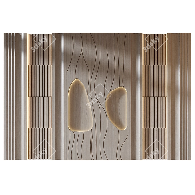 Modern Wood Fabric Wall Panels 3D model image 3