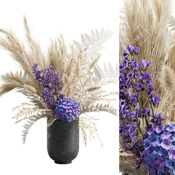 Elegant Pampas Bouquet Vase Display 3D model image 2