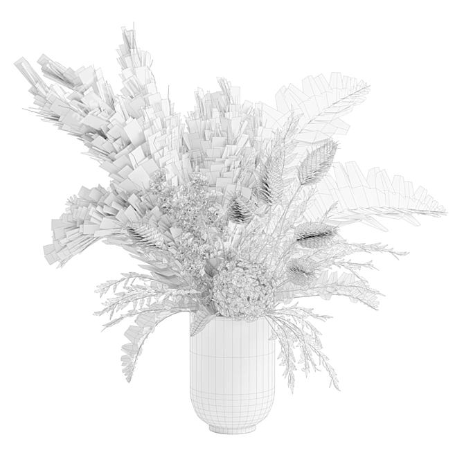 Elegant Pampas Bouquet Vase Display 3D model image 3