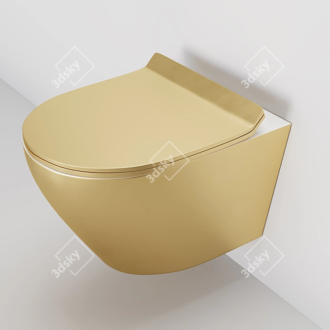 Elegant Rimless Round Wall Toilet 3D model image 2