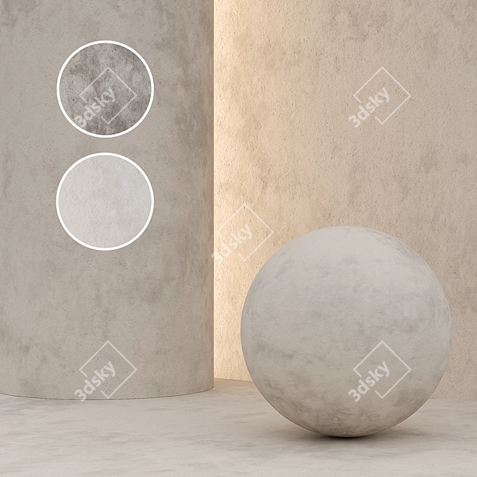 Seamless Decorative Plaster Texture Kit 3D model image 1