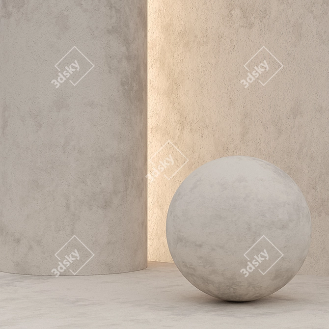 Seamless Decorative Plaster Texture Kit 3D model image 4