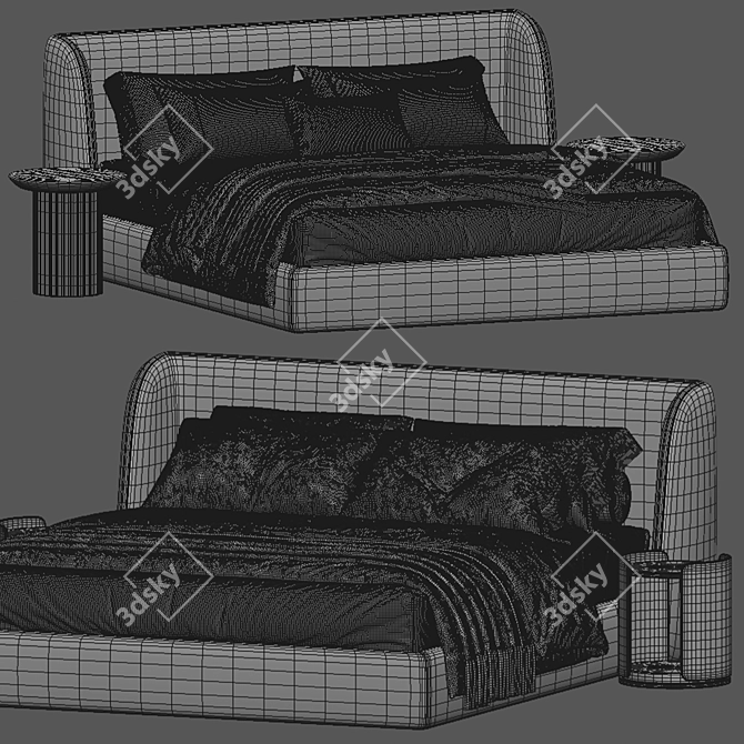 Modern Designer Bed Frame - PYORA 3D model image 7