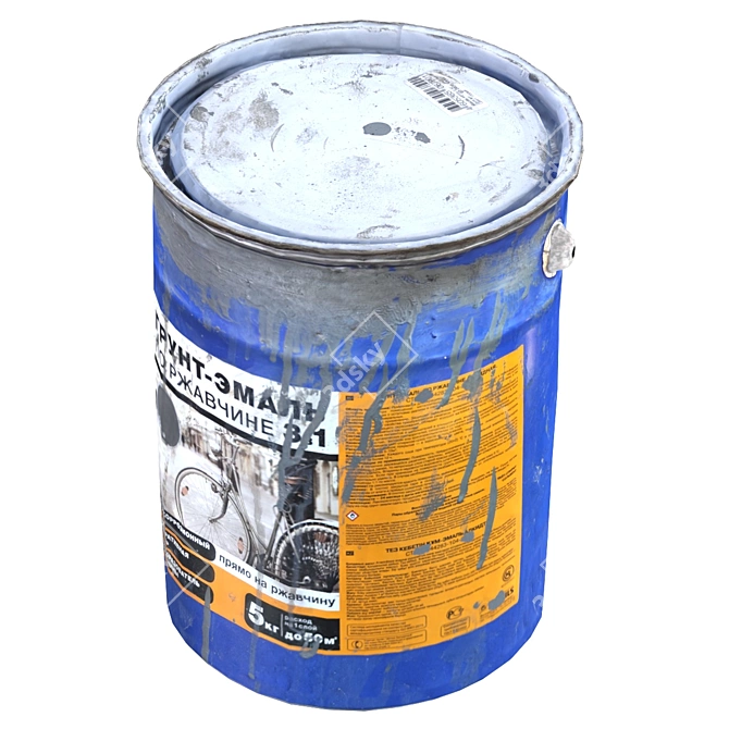 Rusty Basin & Dented Paint Can 3D model image 5