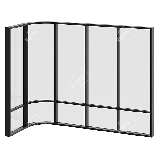 Aluminum Framed Radius Glass Wall 3D model image 1