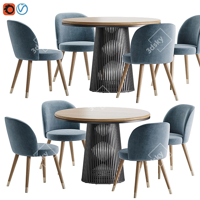 Elegant Grid Dining Set 3D model image 4