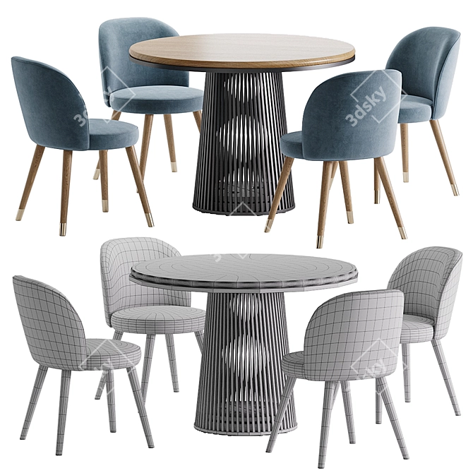 Elegant Grid Dining Set 3D model image 5