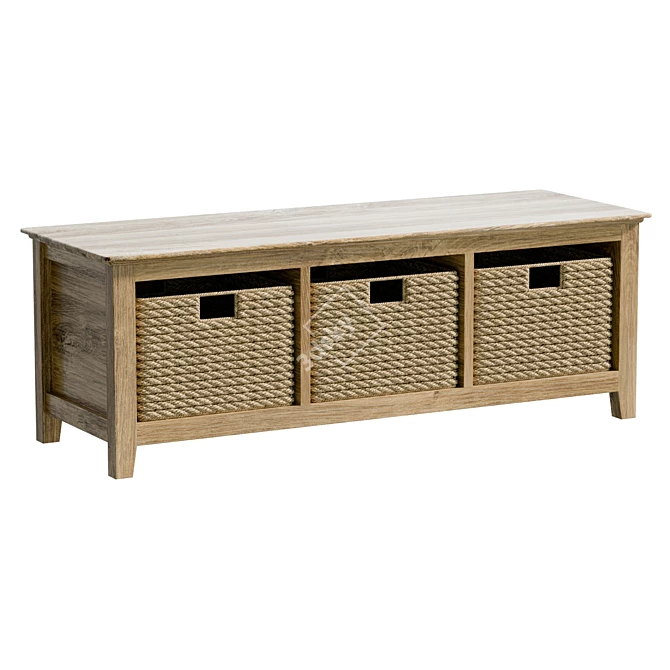 Hereford Oak Storage Bench: Real-Sized, UV Unwrapped 3D model image 1