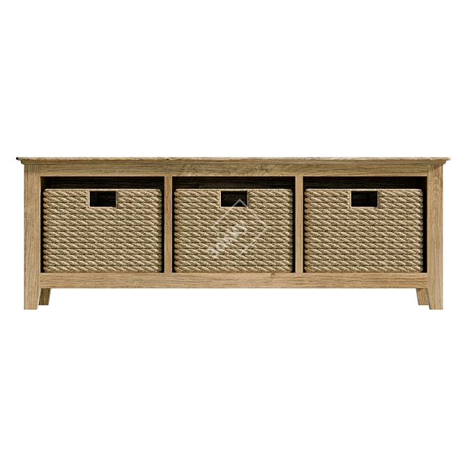 Hereford Oak Storage Bench: Real-Sized, UV Unwrapped 3D model image 2