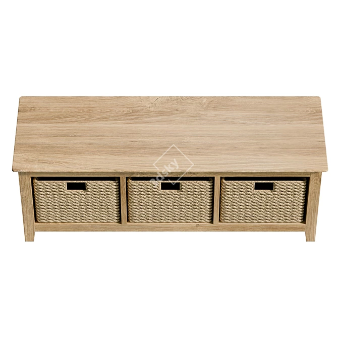 Hereford Oak Storage Bench: Real-Sized, UV Unwrapped 3D model image 3