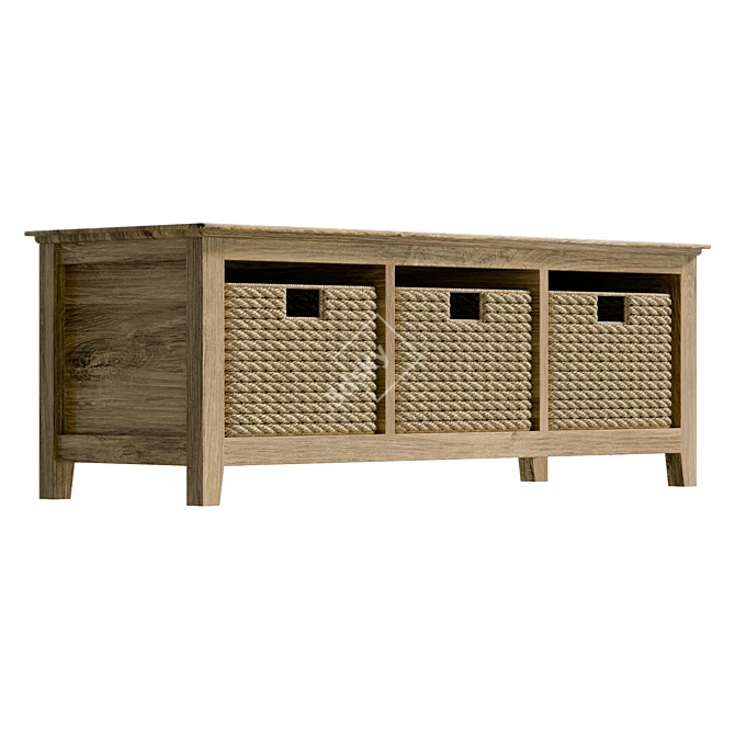 Hereford Oak Storage Bench: Real-Sized, UV Unwrapped 3D model image 4